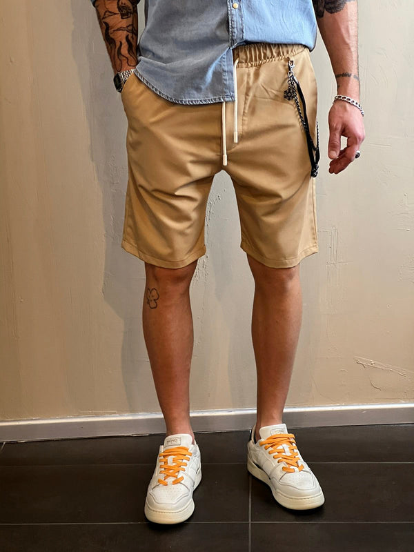 Shorts Over/D Tapered Elastic Beige
