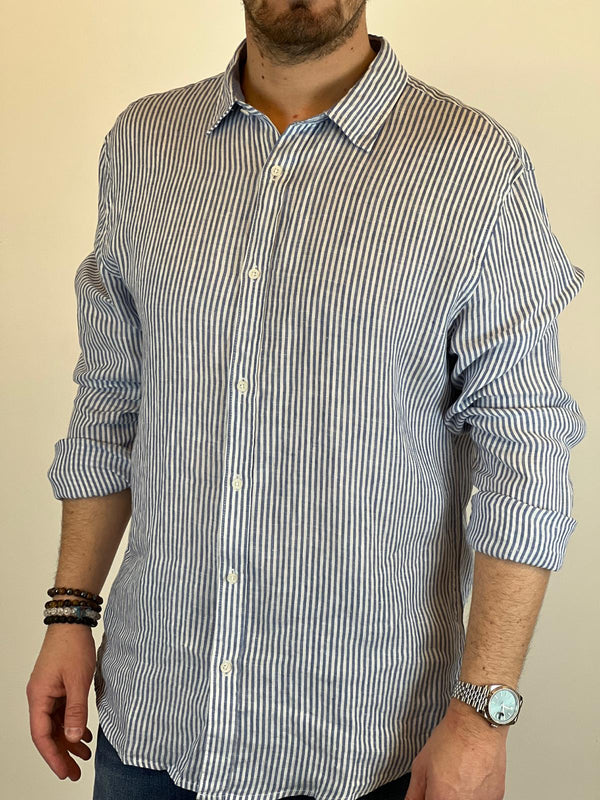 Camicia Telamira Righe Bianco/Azzurro