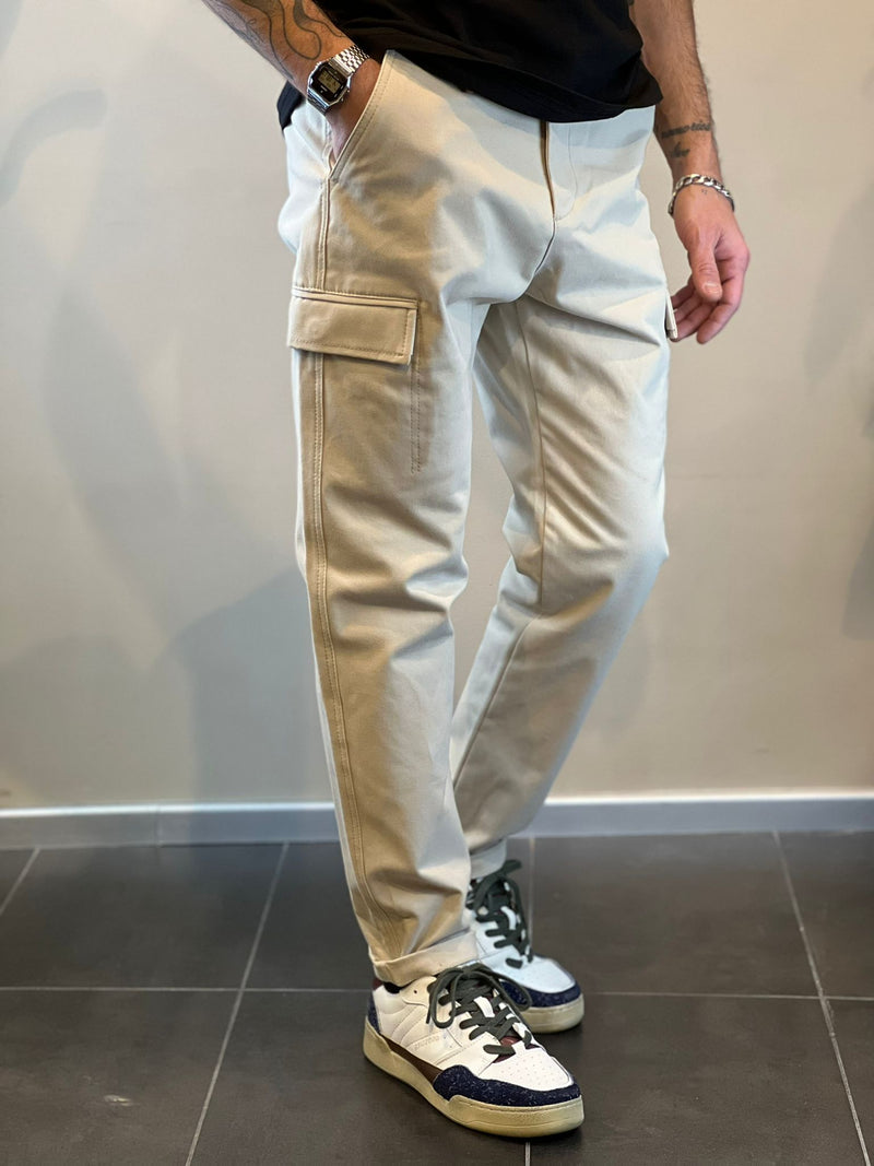 Pantalone Cargo Telamira Slim Beige